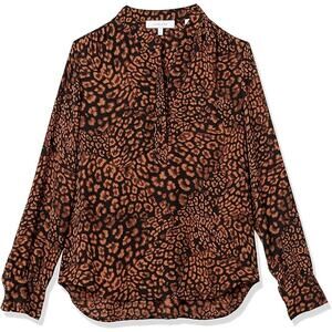 Lark & Ro Women’s Long Sleeve Band Collar Gathered Detail Blouse White Size 16